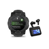 Garmin Instinct 3 50mm AMOLED Tactical Edition (Black) GPS Smartwatch Bundle with Wireless Earbuds
