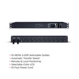 CyberPower PDU44002 20A 10-Outlet 1U Switched Power Distribution Unit with Automatic Transfer Switch