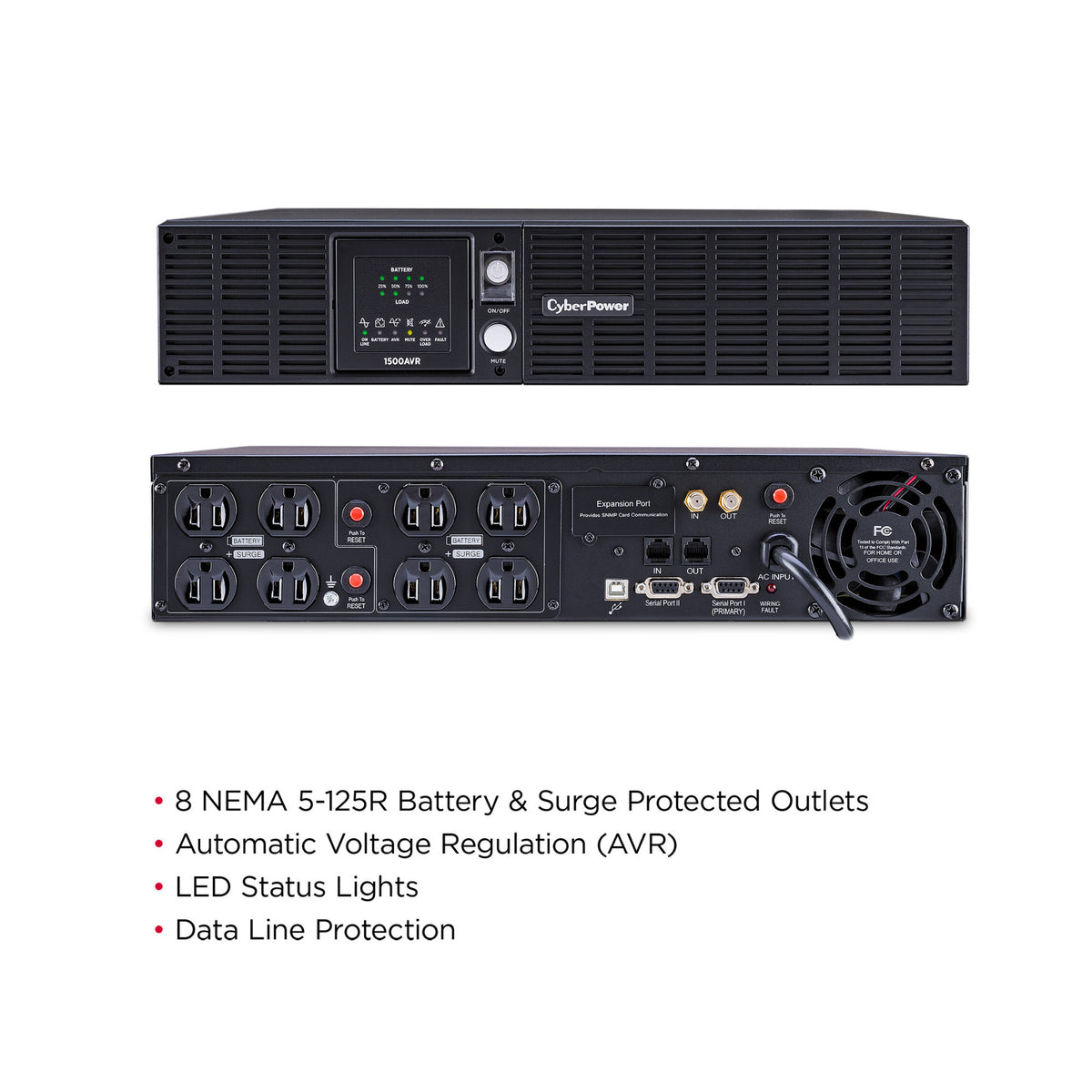 CyberPower CPS1500AVR 1500VA 900W Rack/Tower UPS with Automatic Voltage Regulation and 8-Outlets