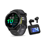 Garmin Forerunner 970 GPS Running Smartwatch (Carbon Gray DLC Titanium) Bundle with Earbuds