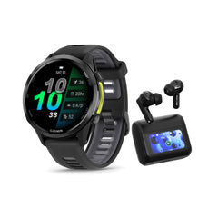 Garmin Forerunner 970 GPS Running Smartwatch (Carbon Gray DLC Titanium) Bundle with Earbuds