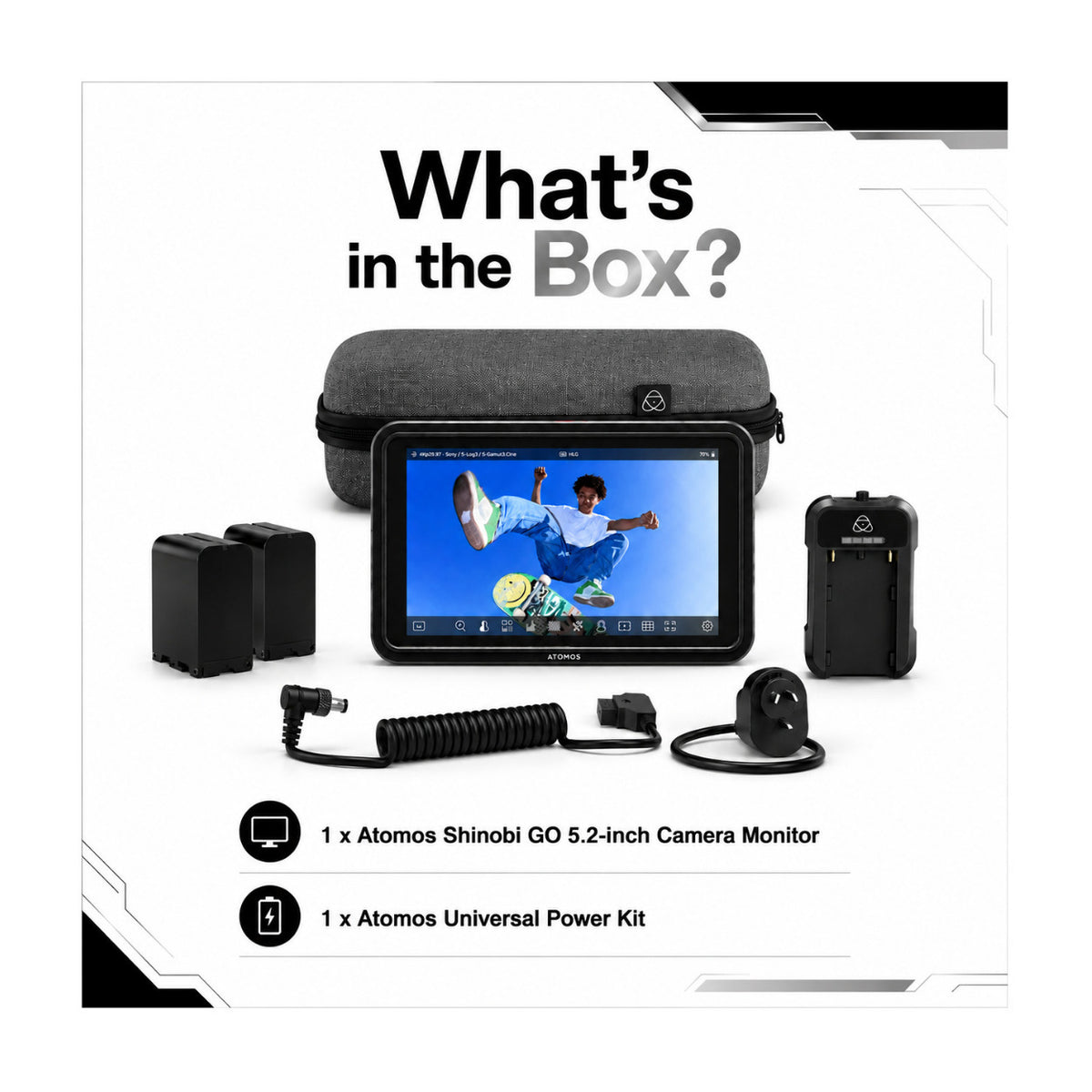 Atomos Shinobi GO 5.2-inch Touchscreen 4K HDR Camera Monitor Bundle with Atomos Universal Power Kit