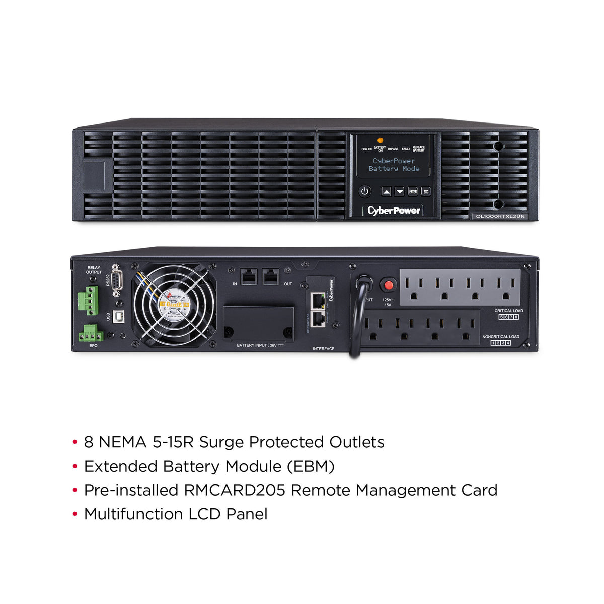 CyberPower OL1000RTXL2UN 1000VA/900W Smart App Online Rack/Tower UPS with Network Management Card