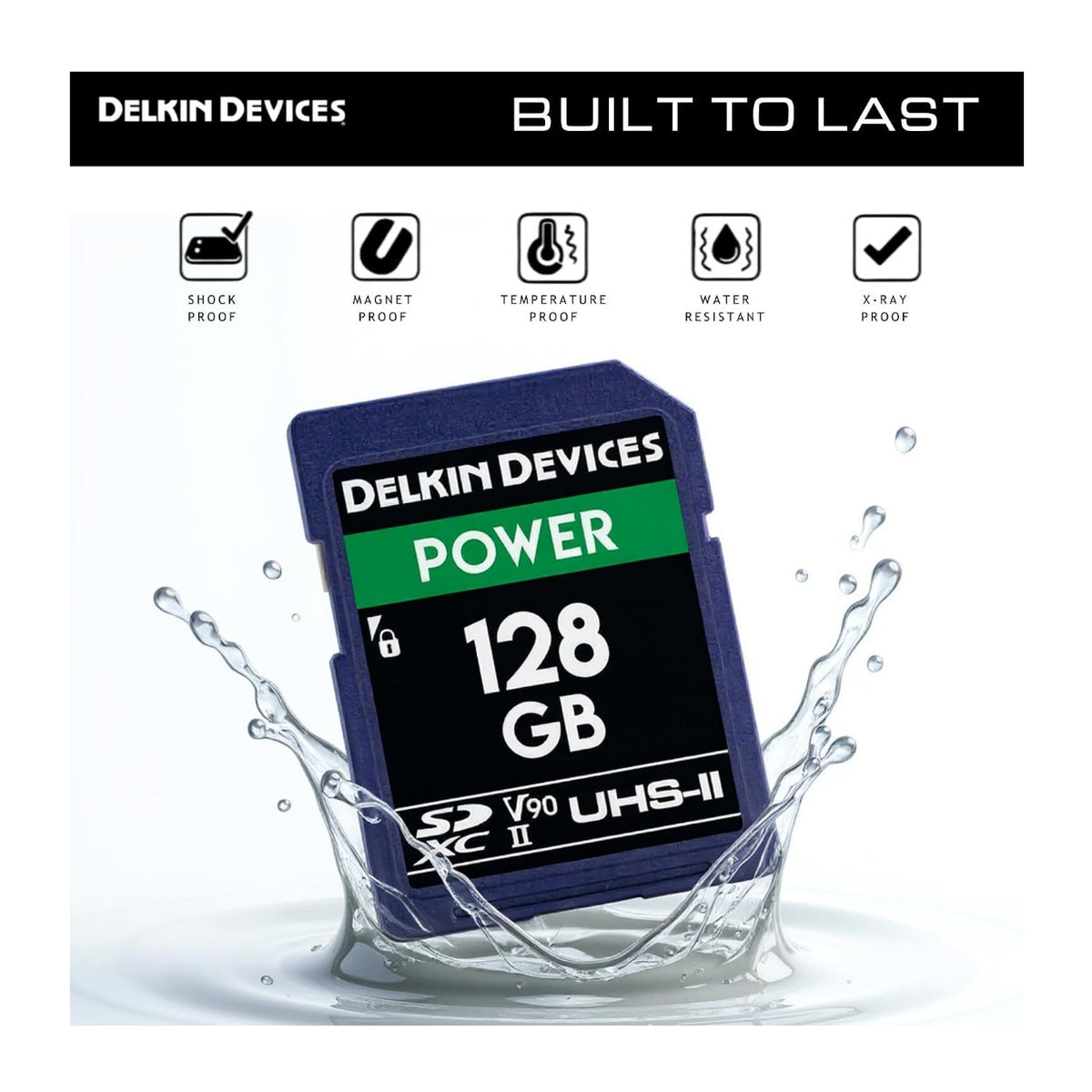 Delkin Devices Power 128GB SDXC V90 UHS-II Memory Card for Cameras