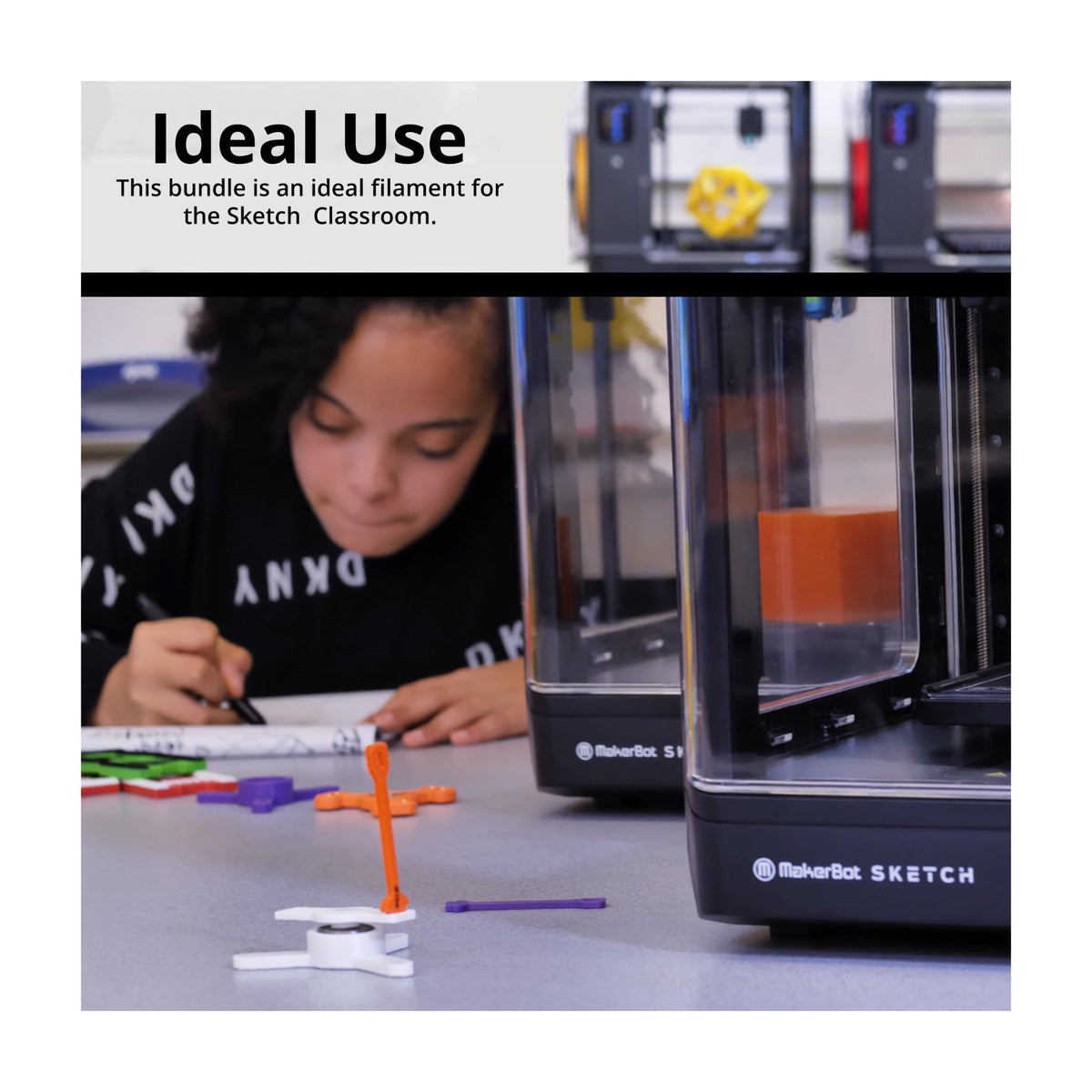 MakerBot Sketch 3D Printer Bundle with Dual Extruders, Two Build Plates, and Filaments 5-Pack