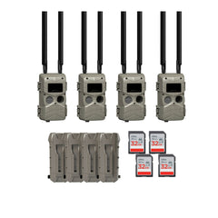 Cuddeback Tracks Low-Glow Cell Camera (4 Pack) with Accessories Bundle