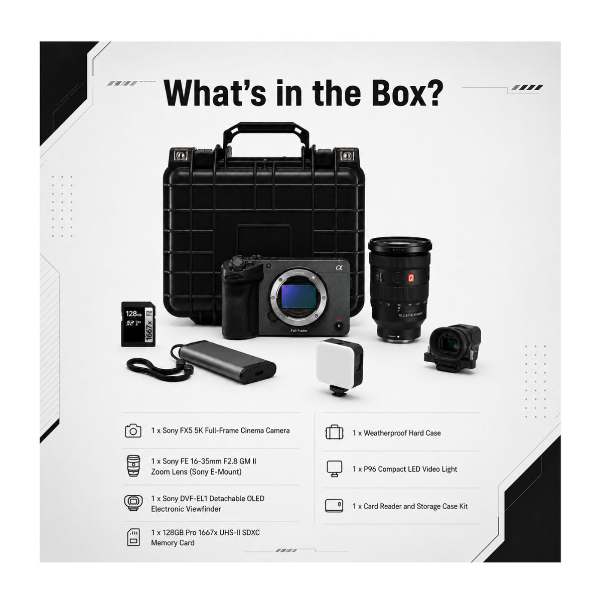 Sony FX5 5K Full-Frame Cinema Camera Bundle with 16-35mm f/2.8 GM II Zoom Lens and Accessories