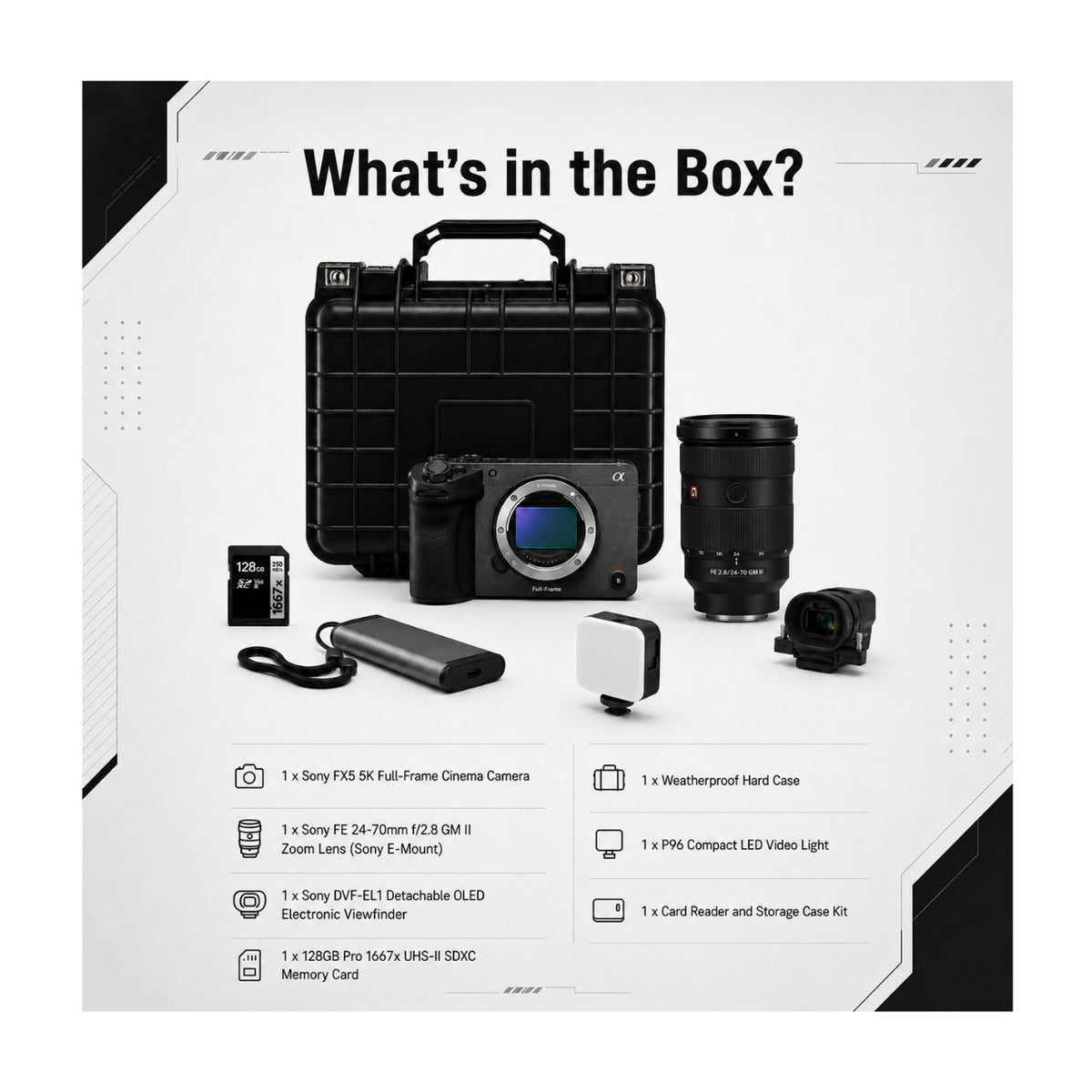 Sony FX5 5K Full-Frame Cinema Camera Bundle with 24-70mm f/2.8 GM II Zoom Lens and Accessories