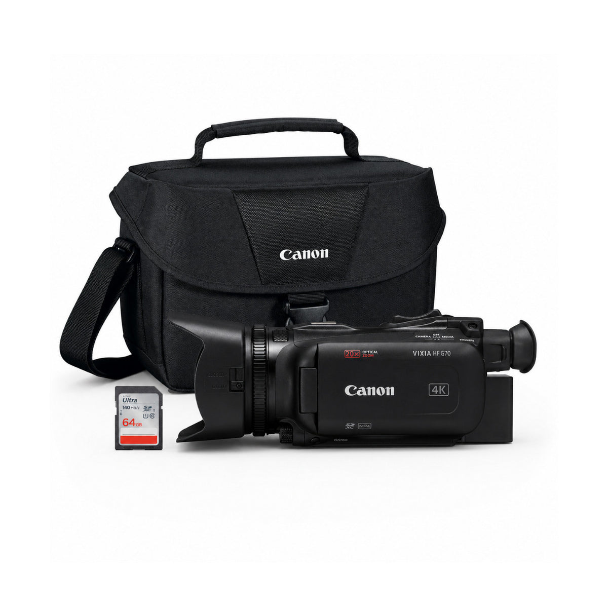 Canon Vixia HF G70 UHD 4K Camcorder Bundle with Camera Gadget Bag, 64GB Memory Card, and Accessories