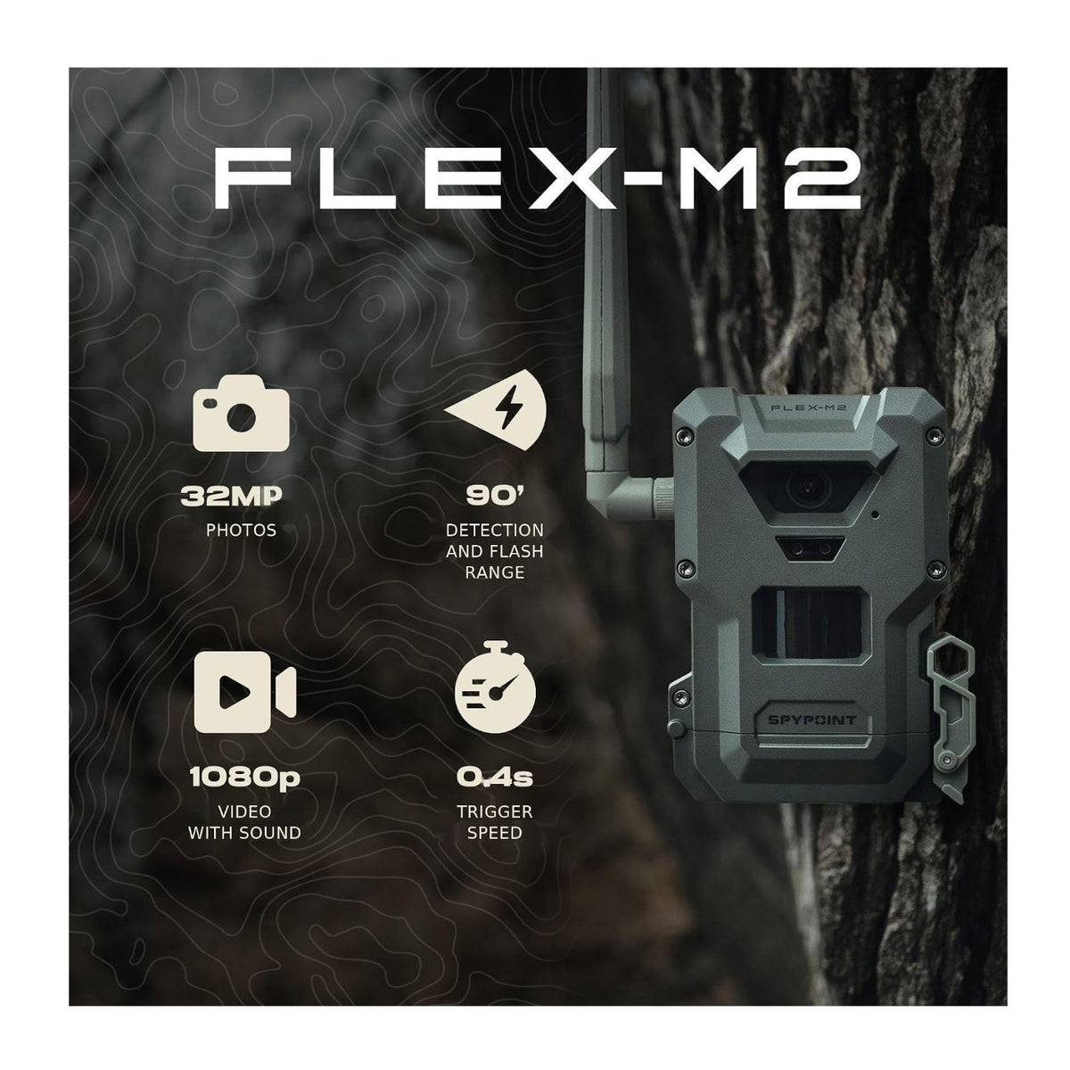 Spypoint FLEX-M2 32MP Trail Camera 2-Pack Bundle with Two Solar Panels and Card Reader (5 Items)