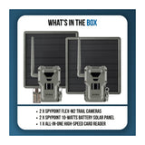 Spypoint FLEX-M2 32MP Trail Camera 2-Pack Bundle with Two Solar Panels and Card Reader (5 Items)
