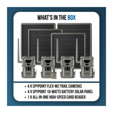 Spypoint FLEX-M2 32MP Trail Camera 4-Pack Bundle with Four Solar Panels and Card Reader (9 Items)
