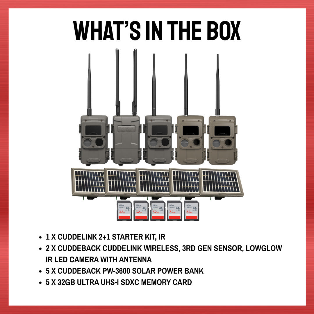 Cuddeback CuddeLink IR Camera (5 Total) with Accessories Bundle