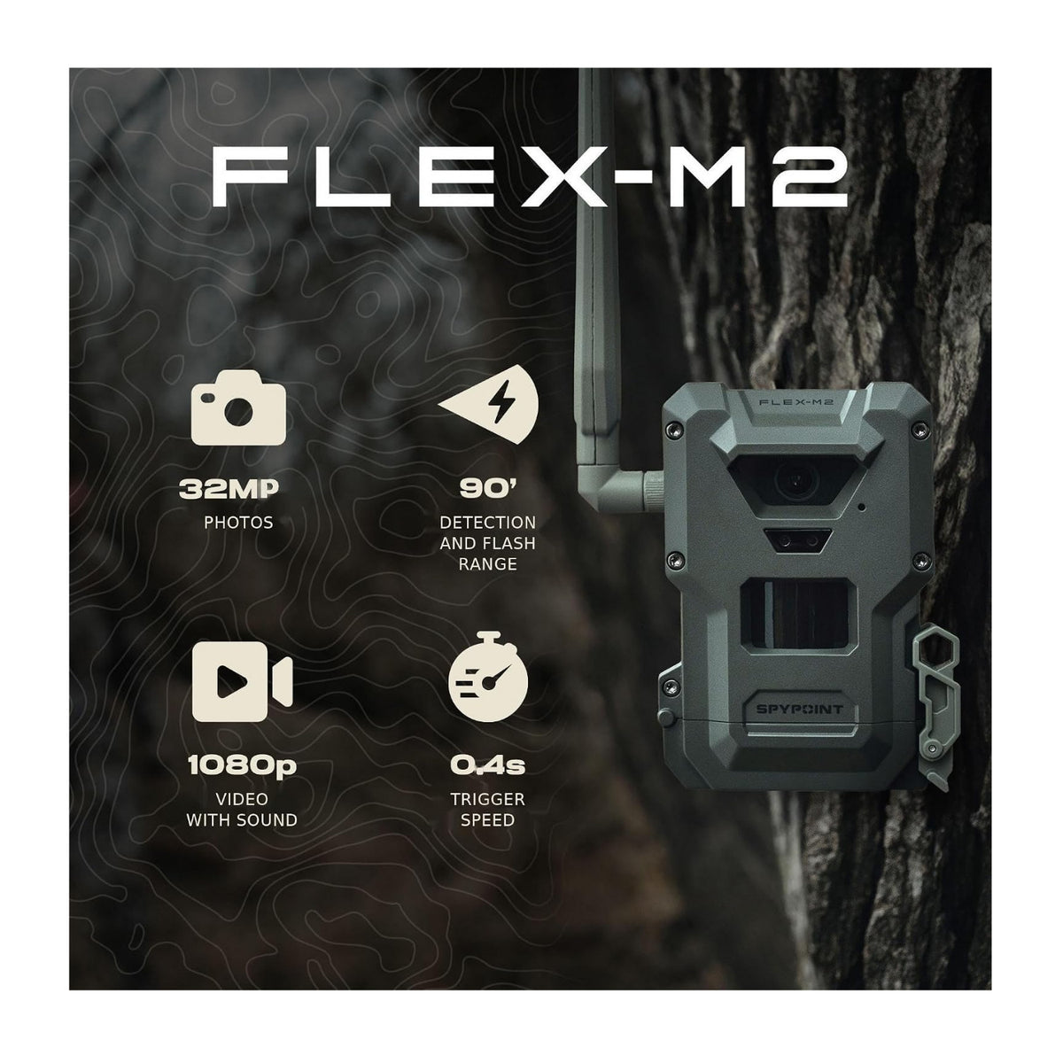 Spypoint FLEX-M2 32MP Trail Camera 6-Pack Bundle with Six Solar Panels and Card Reader (13 Items)