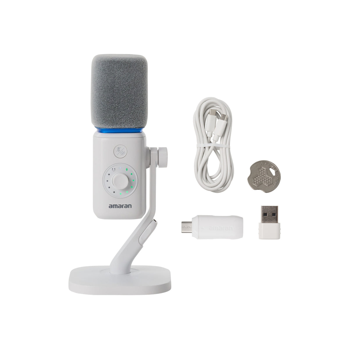 Amaran Mic Desktop Stand Kit with 6-Layer Noise Reduction and 50m Wireless Transmission (White)