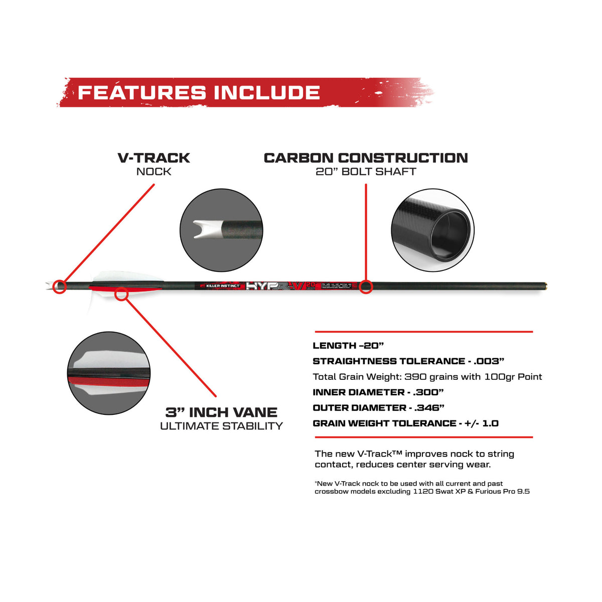 Killer Instinct BOSS-X Crossbow Package Bundle with HYPR-V Crossbow Bolts 6-Pack and Broadheads
