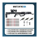 Killer Instinct BOSS-X Crossbow Package Bundle with HYPR-V Crossbow Bolts 6-Pack and Broadheads