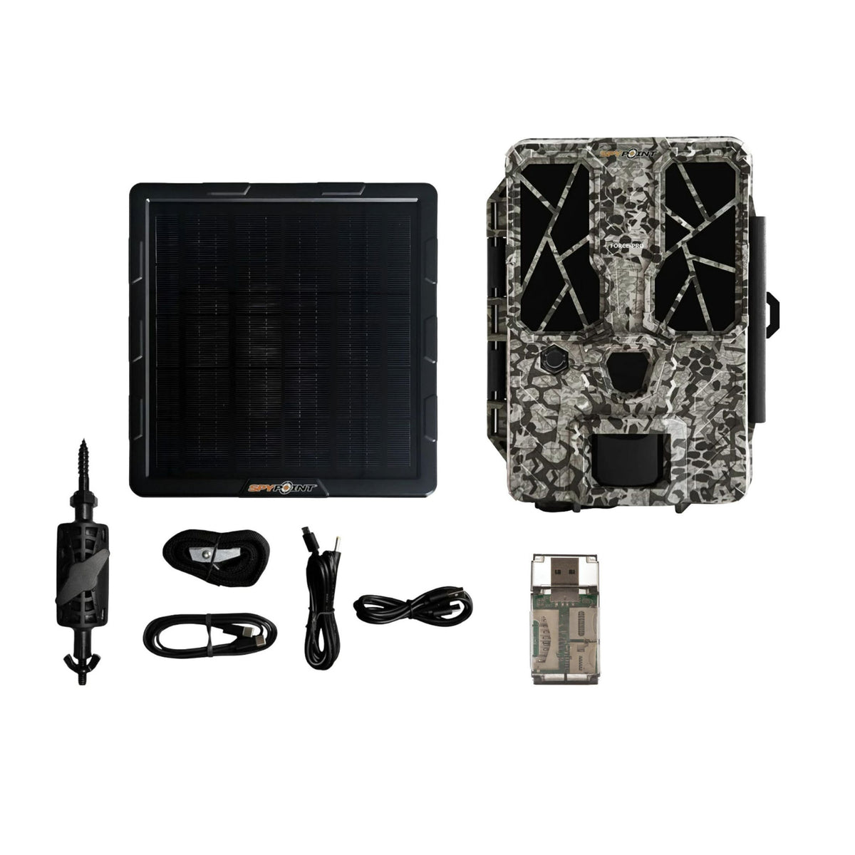 Spypoint FORCE-PRO Trail Camera Bundle with Solar Panel and Card Reader