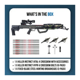 Killer Instinct Vital-X Crossbow Package Bundle with HYPR-V Crossbow Bolts 6-Pack and Broadheads