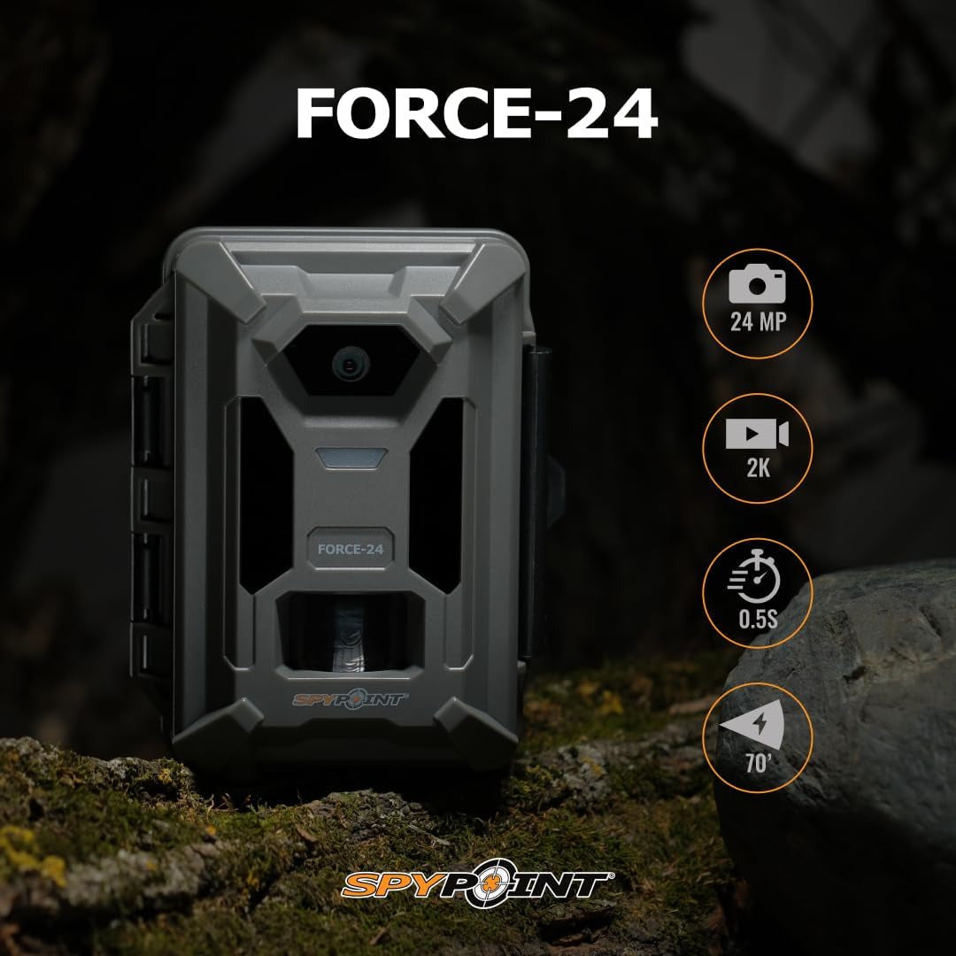 Spypoint Force-24 24MP 2K Video Trail Camera (10-Pack) Bundle with Solar Panels and Card Reader