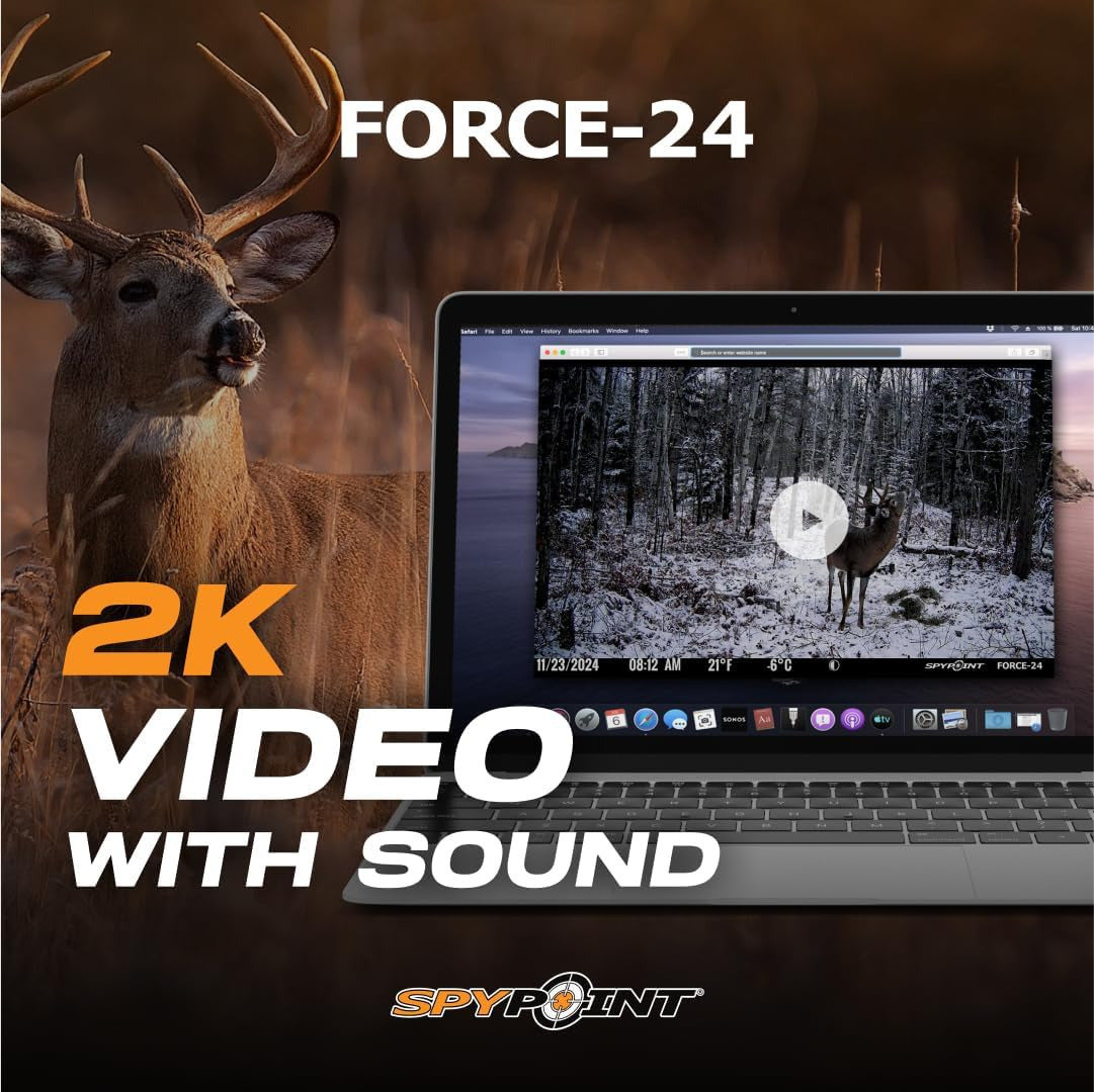 Spypoint Force-24 24MP 2K Video Trail Camera (10-Pack) Bundle with Solar Panels and Card Reader