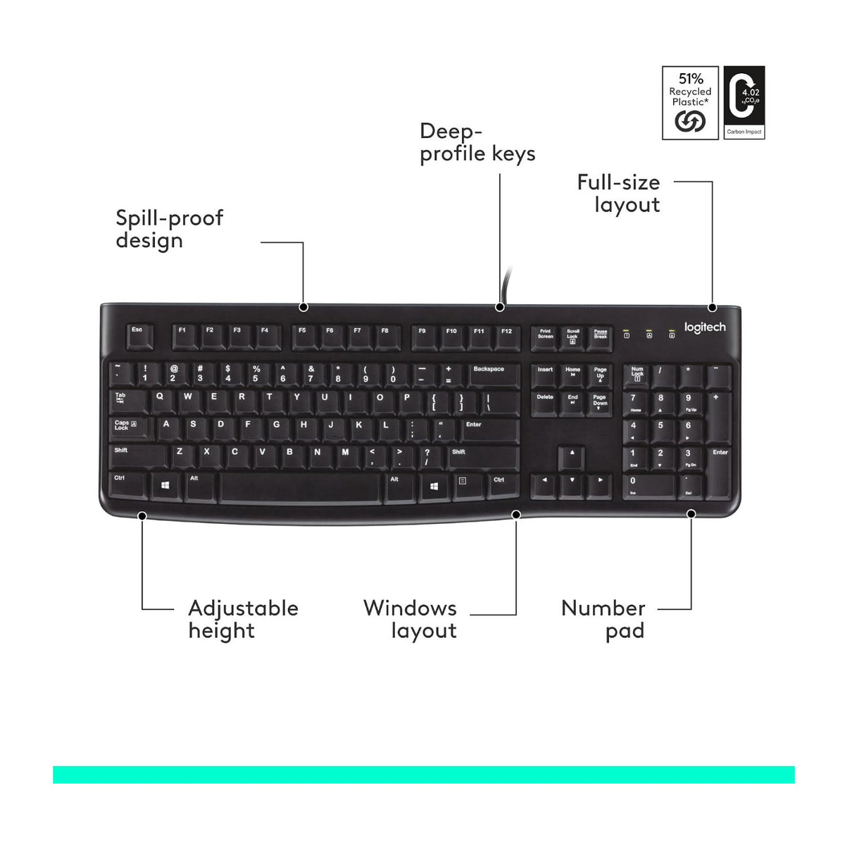 Logitech K120 Full Size Wired USB Plug and Play Keyboard