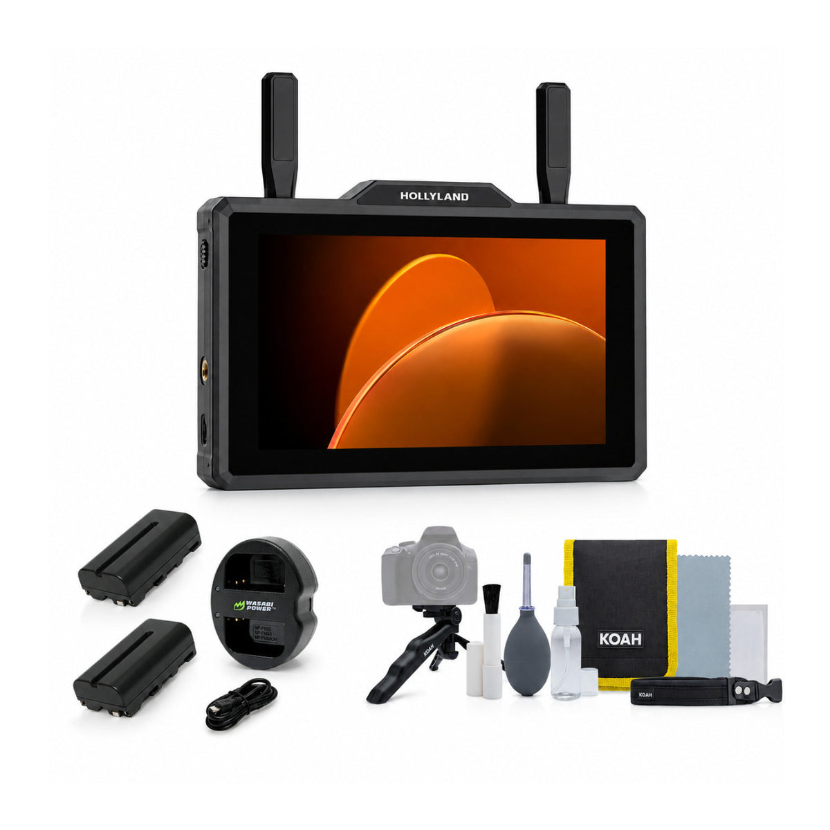 Hollyland Pyro 5 Wireless Transceiver Monitor with Accessories Bundle