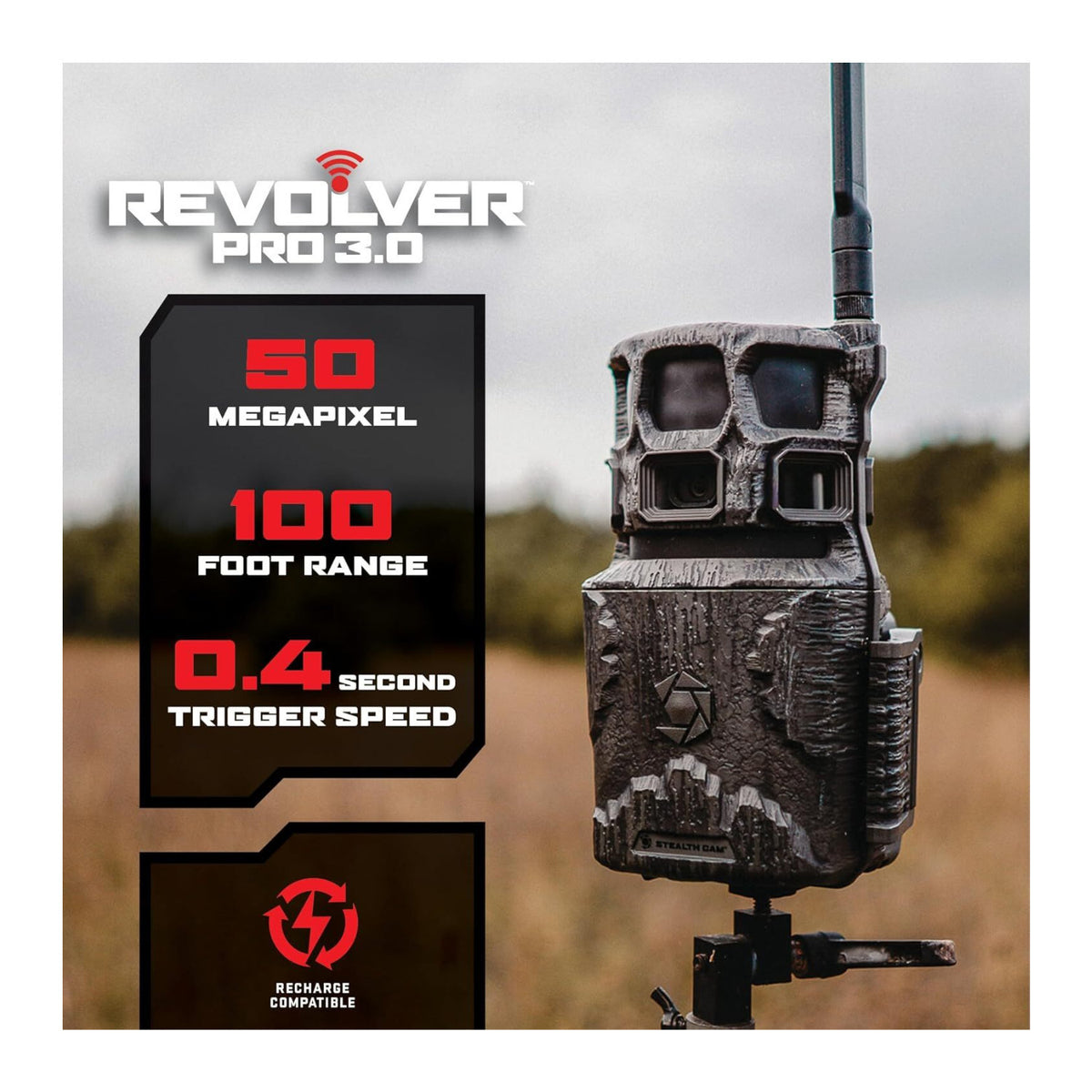 Stealth Cam Revolver Pro 3.0 360 Cellular Trail Camera (2-Pack) Bundle with Solar Pack and Reader