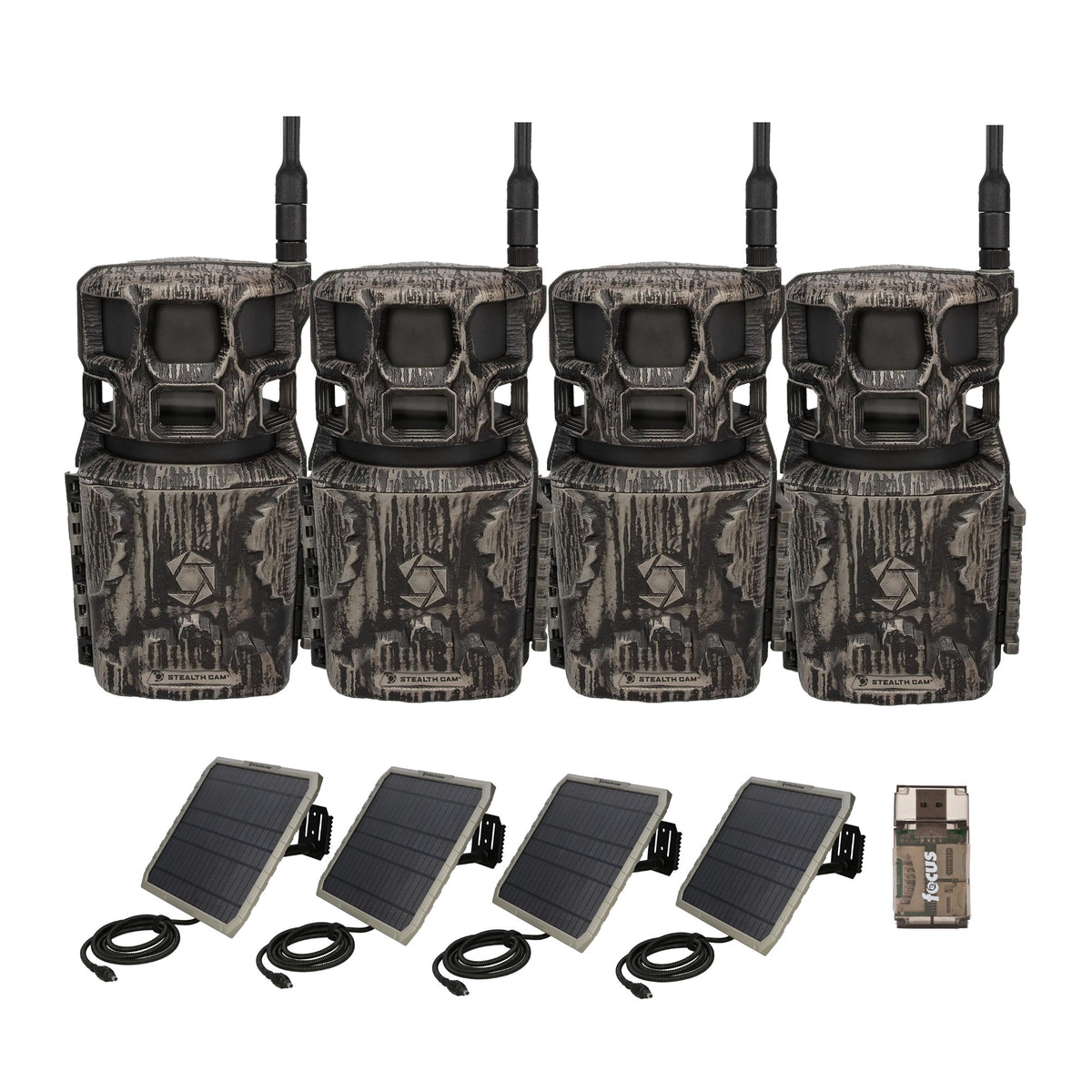 Stealth Cam Revolver Pro 3.0 360-Degree Cellular Trail Camera (4-Pack) Bundle with Accessories