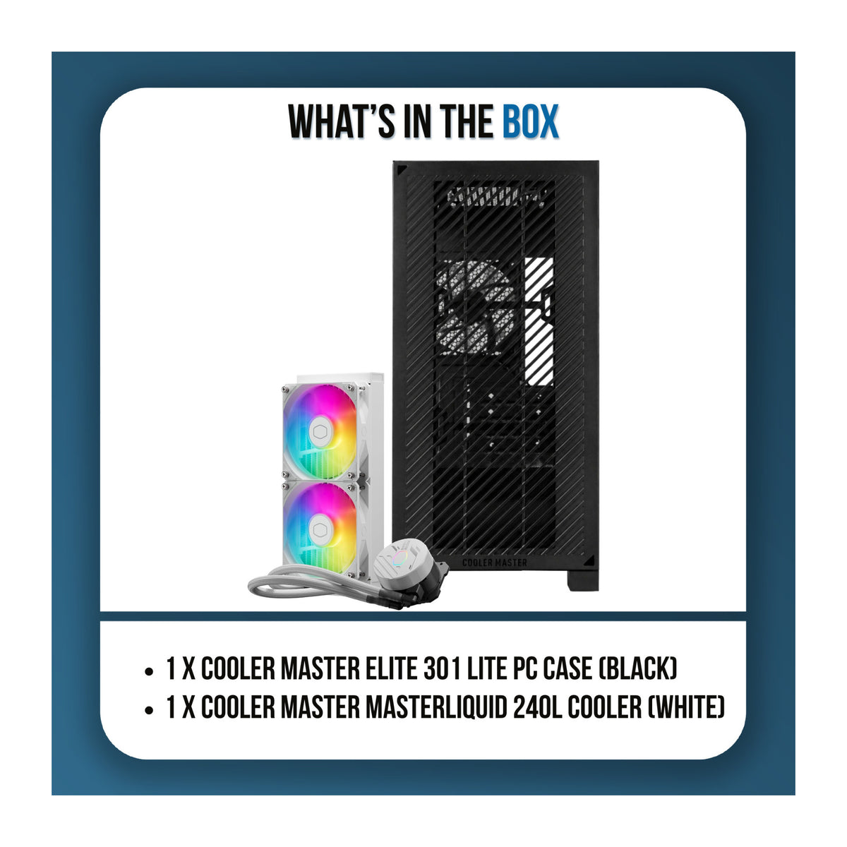 Cooler Master Elite 301 Lite Mini Tower PC Case Bundle with MasterLiquid 240L ARGB Liquid Cooler