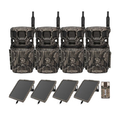 Stealth Cam Revolver Pro 3.0 360 Cellular Trail Camera (4-Pack) Bundle with Solar Pack and Reader