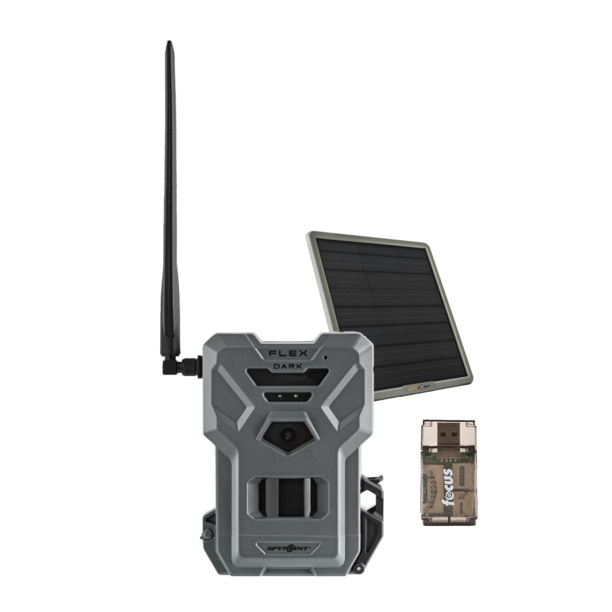 Spypoint FLEX DARK 40MP Cellular Trail Camera Bundle with Solar Panel and Card Reader