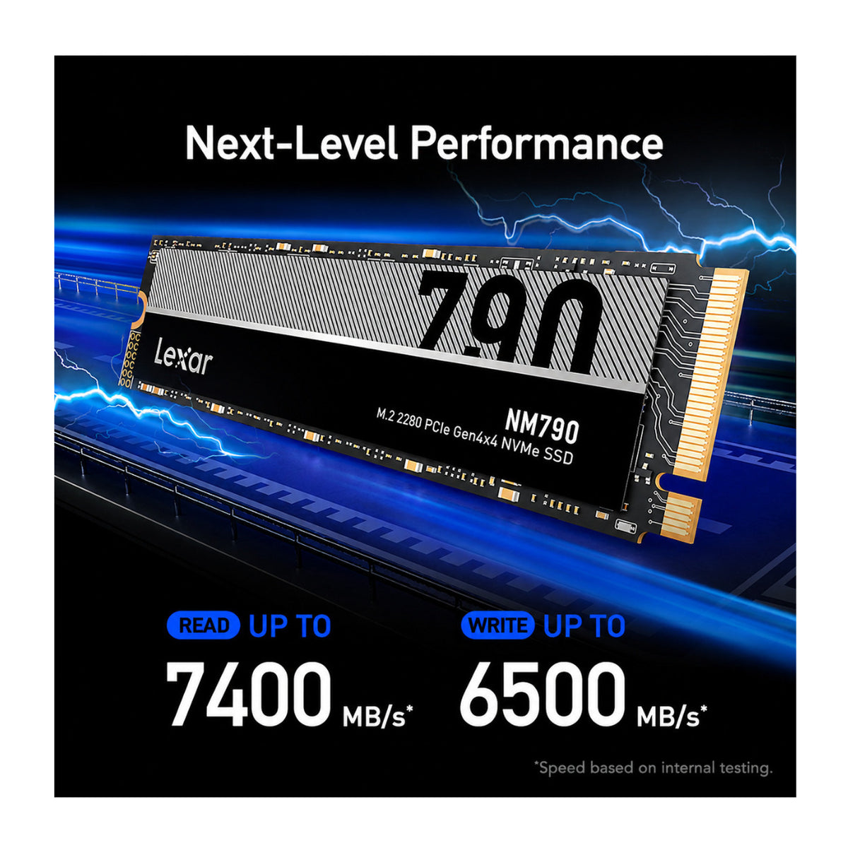 Lexar 1TB NM790 M.2 2280 PCIe Gen 4x4 NVMe Solid State Drive with Up to 7400MB/s Read Speeds
