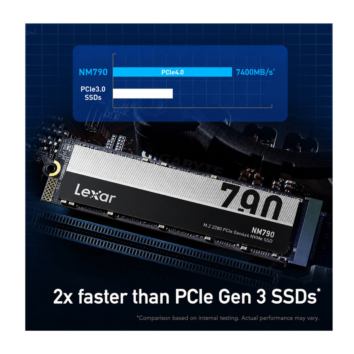 Lexar 1TB NM790 M.2 2280 PCIe Gen 4x4 NVMe Solid State Drive with Up to 7400MB/s Read Speeds