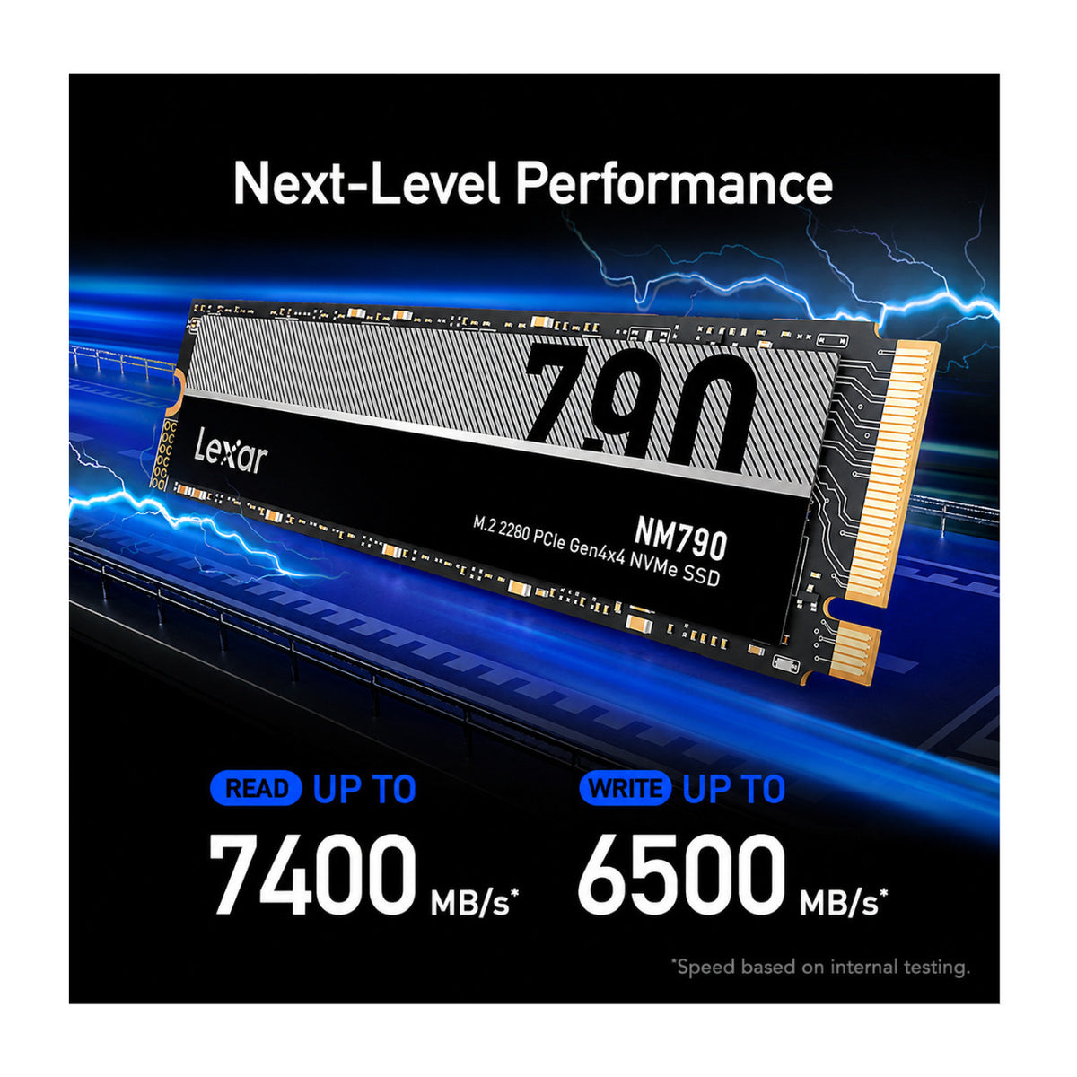 Lexar 2TB NM790 M.2 2280 PCIe Gen 4x4 NVMe Solid State Drive with Up to 7400MB/s Read Speeds