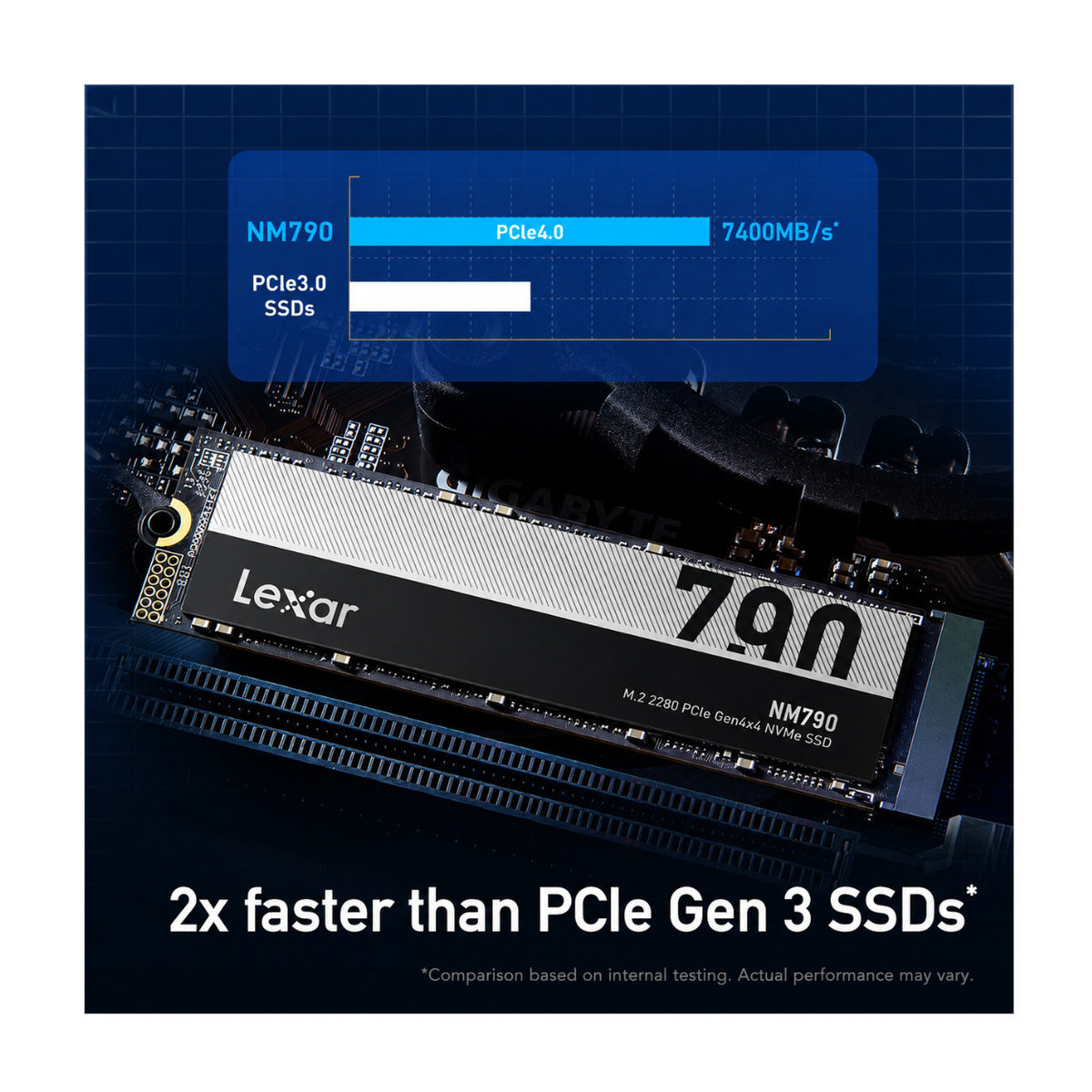 Lexar 2TB NM790 M.2 2280 PCIe Gen 4x4 NVMe Solid State Drive with Up to 7400MB/s Read Speeds