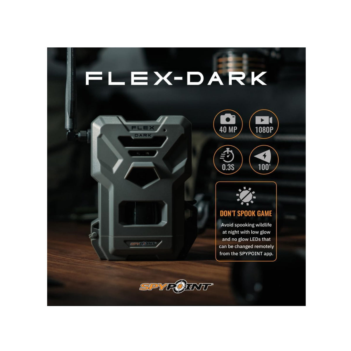 Spypoint FLEX DARK 40MP Cellular Trail Camera Bundle with Solar Panel and Card Reader