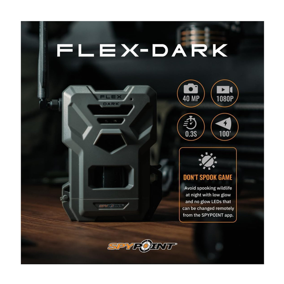 Spypoint FLEX DARK 40MP Cellular Trail Camera (4-Pack) Bundle with Solar Panels and Card Reader