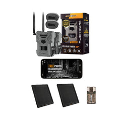 Spypoint FLEX DARK 40MP Cellular Gray Trail Camera (2-Pack) Bundle with Solar Panels and Card Reader