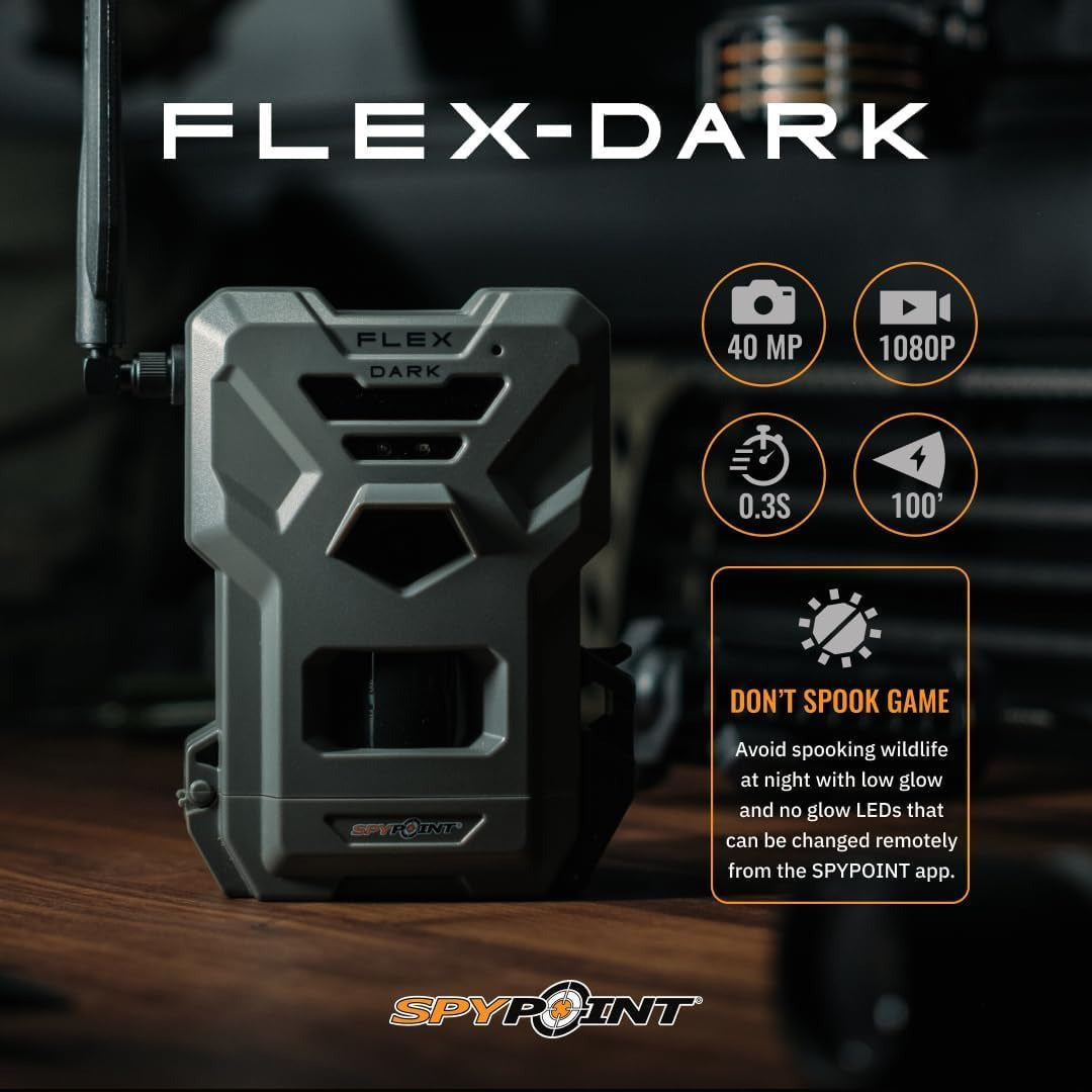 Spypoint FLEX DARK 40MP Cellular Gray Trail Camera (6-Pack) Bundle with Solar Panels and Card Reader