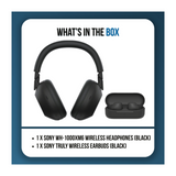Sony WH-1000XM6 Black Wireless Noise-Canceling Headphones Bundle with Truly Wireless Black Earbuds