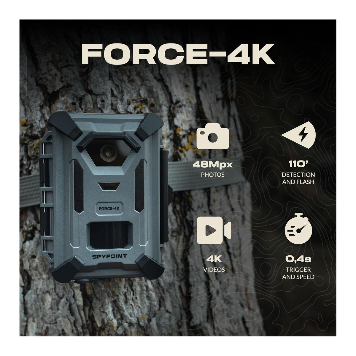 Spypoint FORCE-4K 40MP Trail Camera with SPLB-10 Solar Panel Bundle