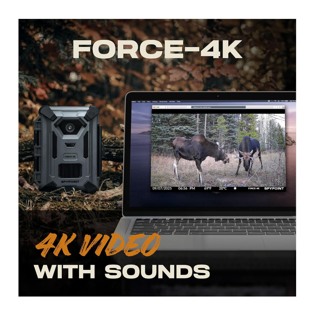 Spypoint FORCE-4K 40MP Trail Camera with SPLB-10 Solar Panel Bundle