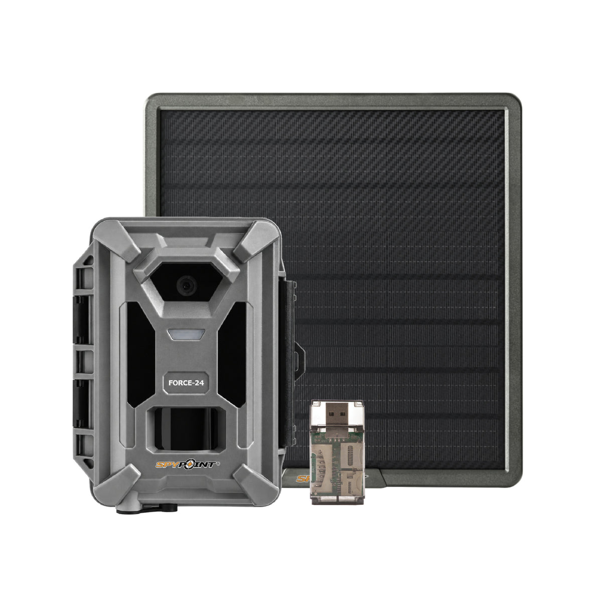 Spypoint FORCE-24 2K Non-Cellular Trail Camera Bundle with Solar Panel and High-Speed Card Reader