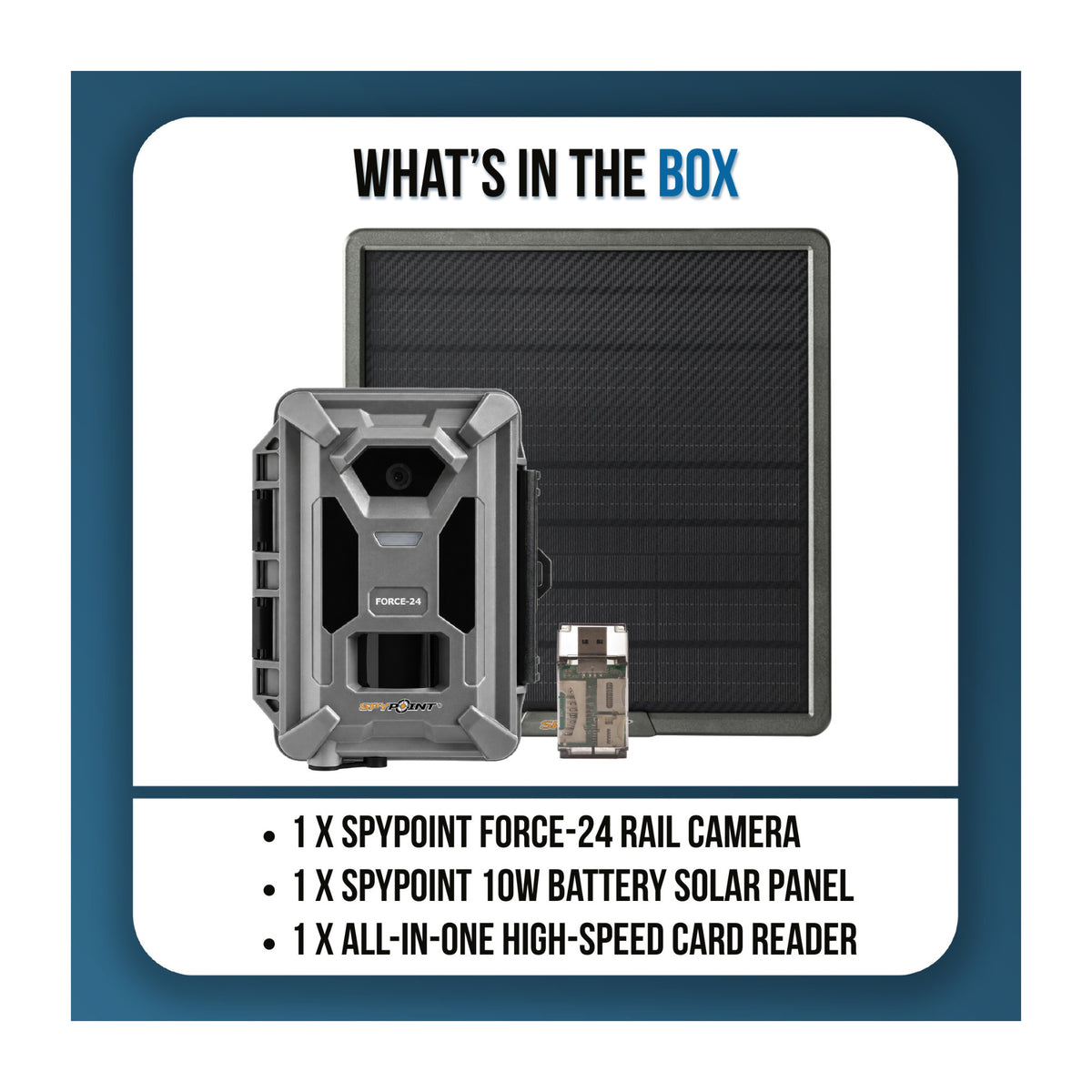 Spypoint FORCE-24 2K Non-Cellular Trail Camera Bundle with Solar Panel and High-Speed Card Reader