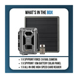 Spypoint FORCE-24 2K Non-Cellular Trail Camera Bundle with Solar Panel and High-Speed Card Reader