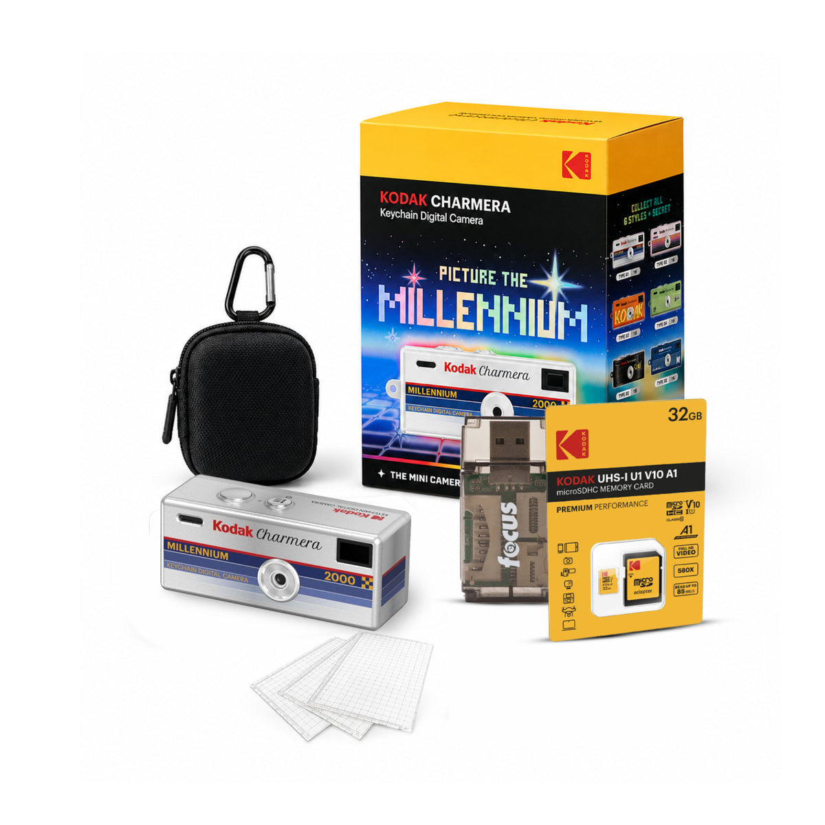 Kodak Charmera Millenium Edition Keychain Digital Camera (Single Blind Box) Bundle with Accessories