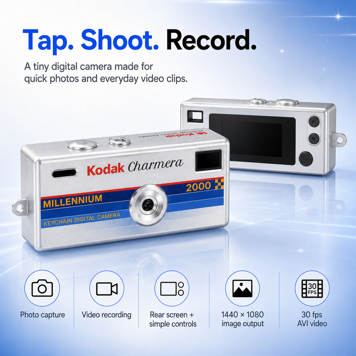 Kodak Charmera Millenium Edition Keychain Digital Camera (Single Blind Box) Bundle with Accessories