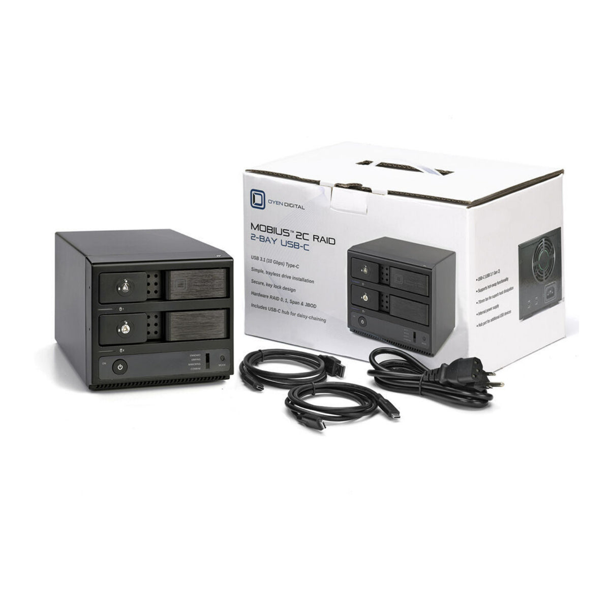 Oyen Digital Mobius 2C 48TB 2 Bay USB-C RAID Storage System with USB Hub