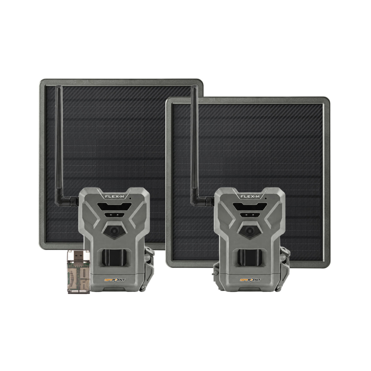 Spypoint Flex-M Trail Camera 2-Pack with Solar Panels and Card Reader (5 Items)